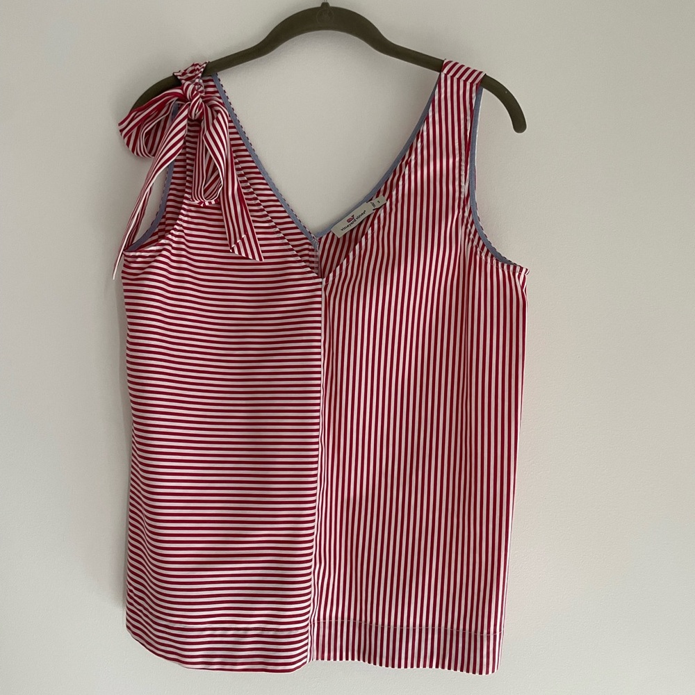 Vineyard Vines Striped Red and White Tank Top
